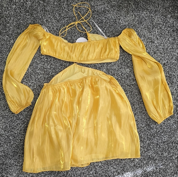 🎀$20 SALE🎀NWT REVOLVE More To Come Nadia Yellow Mini Cut Out Dress - Picture 4 of 7